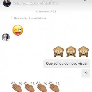 Kariny Rodrigues fez print da conversa com Neymar e publicou em seu Stories, do Instagram