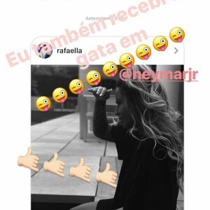 Rafaella compartilhou a foto de uma conversa com Neymar e ironizou a atitude da modelo Kariny Rodrigues