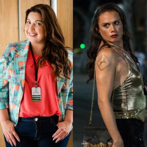 Abigail (Mariana Xavier) vê Nonato (Silvero Pereira) vestido como Elis Miranda e descobre o segredo do colega de trabalho, na novela 'A Força do Querer', a partir de sexta-feira, 26 de maio de 2017