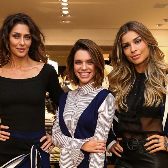 Grazi Massafera, Bruna Linzmeyer e Maria Fernanda Cândido foram em evento de moda em São Paulo