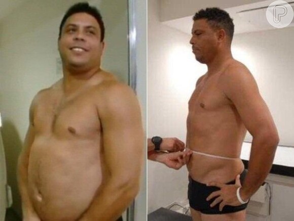 Ronaldo posa para o antes e depois do 'Medida Certa', do 'Fantástico', em dezembro de 2012