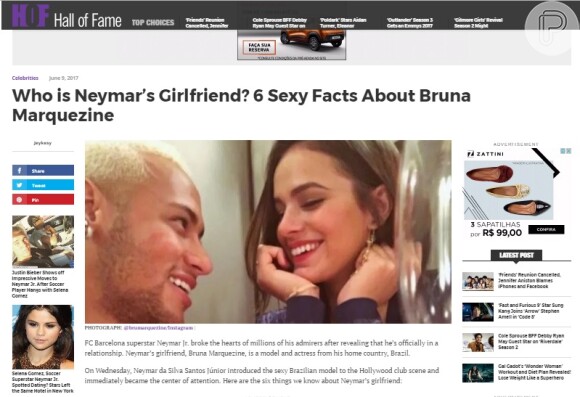 Site americano listou 6 fatos sobre Bruna Marquezine, namorada de Neymar