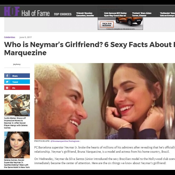 Site americano listou 6 fatos sobre Bruna Marquezine, namorada de Neymar