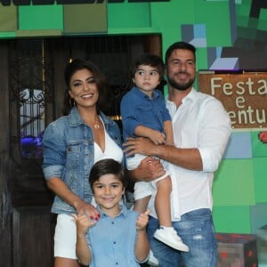 Juliana Paes e Carlos Eduardo são pais de Antonio e Pedro