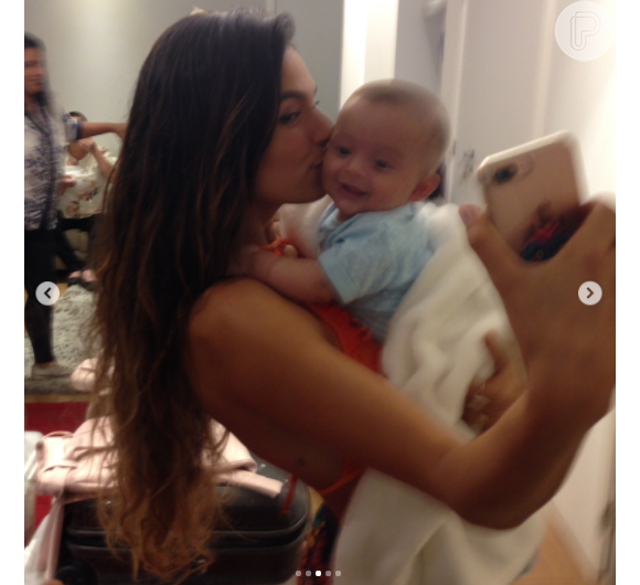 Bebê Ruyzinho, de 'A Força do Querer', é tietado por Isis Valverde nos bastidores