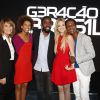 Renata Sorrah, Taís Araújo, Lázaro Ramos, Isabelle Drummond e Luís Miranda posam juntos na coletiva de lançamento de 'G3R4ÇÃO BR4S1L'