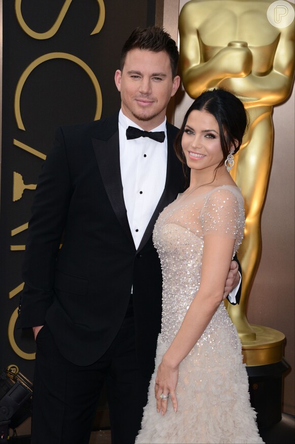 Channing Tatum ao lado da mulher, Jenna Dewan-Tatum, no Oscar 2014