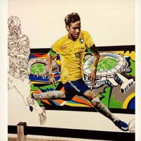 Neymar ganha pintura em mural em São Paulo criado para a Copa do Mundo