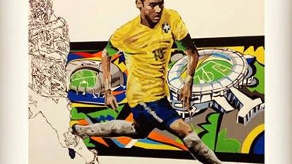 Neymar ganha pintura em mural em São Paulo criado para a Copa do Mundo