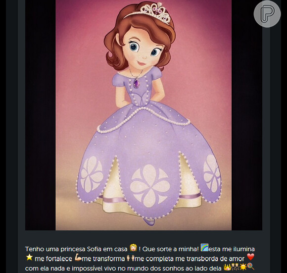 Grazi Massafera colocou a foto de uma princesa paa homenagear Sofia