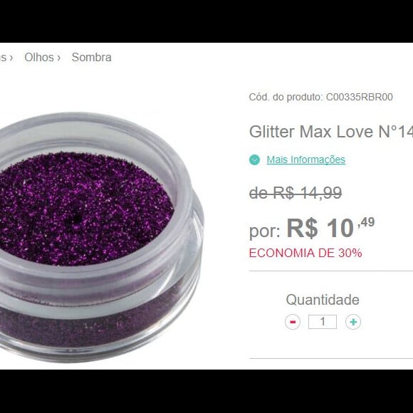 A marca Max Love traz um glitter parecido na cor 14