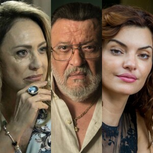 Nádia (Eliane Giardini) que mostrar para Gustavo (Luis Melo), amante de Leandra (Mayana Neiva), que está bem ao namorar Odair (Felipe Titto), na novela 'O Outro Lado do Paraíso'