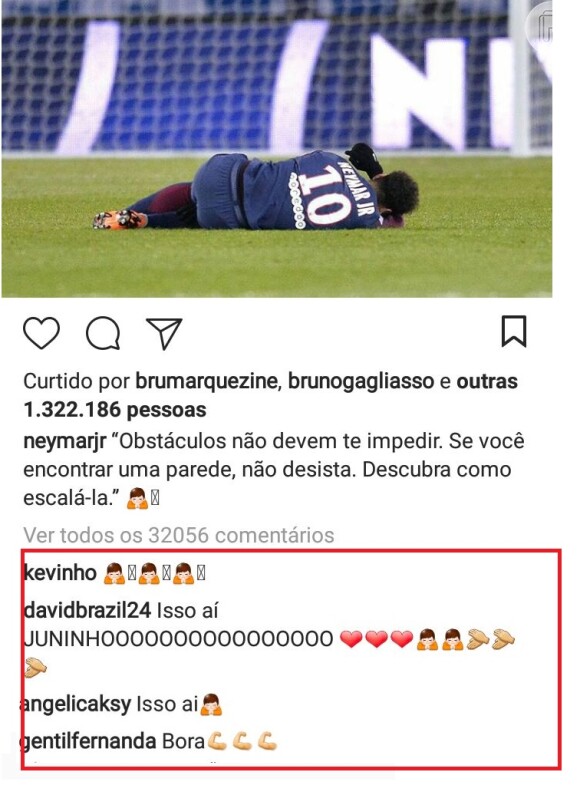 Neymar ganha apoio de fãs e amigos famosos na web em postagem