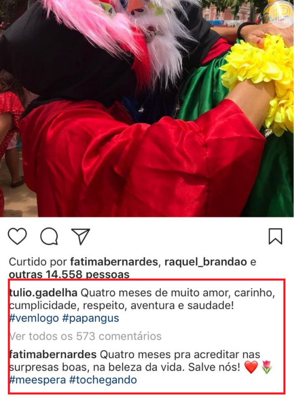 Túlio Gadêlha comemora 4 meses de namoro com Fátima Bernardes