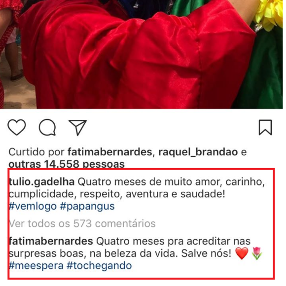 Túlio Gadêlha comemora 4 meses de namoro com Fátima Bernardes