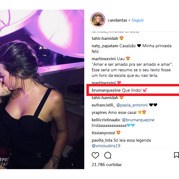 Bruna Marquezine comentou declaração de amor de Carol Dantas para o namorado, Vinícius Martinez