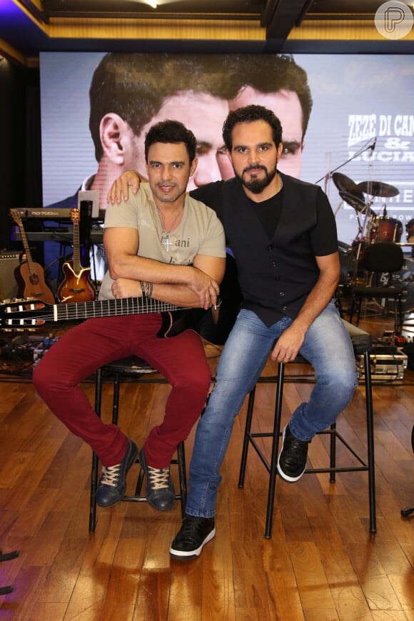 Zezé Di Camargo e Luciano lançam aplicativo voltado aos seus fãs, em São Paulo, no estúdio Mosh, na noite desta quarta-feira, 14 de março de 2018