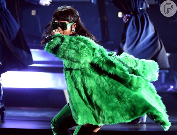 A cantora Rihanna, inclusive, chegou a usar uma peça de pele da Versace em apresentação no IHeart Music Awards 2015