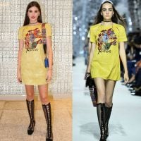 Camila Queiroz aposta em bota de tela e vestido amarelo em evento da Dior. Fotos