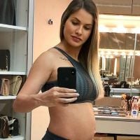Andressa Suita se espanta com barriga de 5 meses de gravidez: 'Parece com 7'