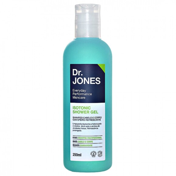 O shampoo em gel da marca Dr. Jones pode ser usado não só nos cabelos como no corpo todo. O produto que tem ativos refrescantes e promove equilibrio mineral é vendido no site da Sephora por R$ 44 a embalagem de 250ml