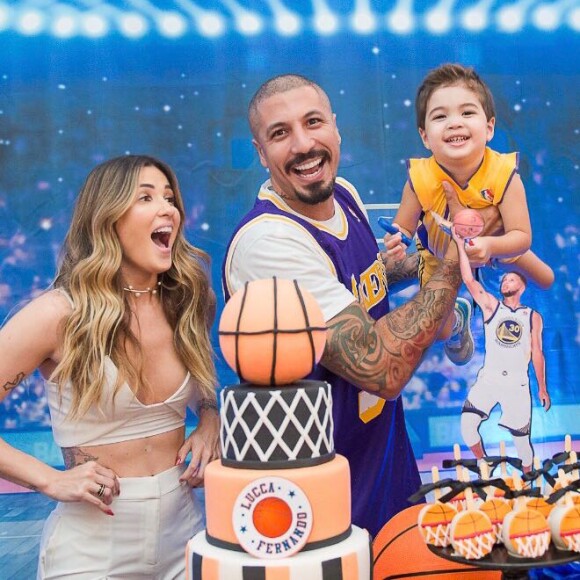 Aline Gotschalg e Fernando Medeiros realizaram festa para o filho em um condomínio localizado na Barra da Tijuca, Zona Oeste do Rio de Janeiro