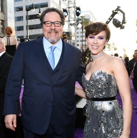 Jon Favreau e Scarlett Johansson na pré-estreia do filme 'Vingadores: Guerra Infinita', em Los Angeles, nos Estados Unidos, nesta segunda-feira, 23 de abril de 2018