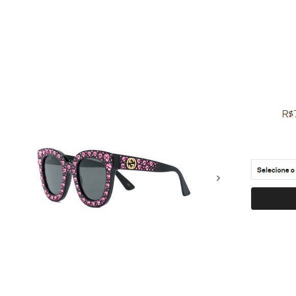 Em preto com detalhes cor de rosa, o óculos custa R$ 7.520