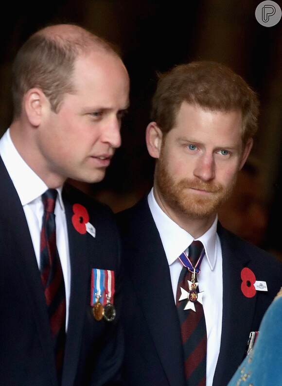 Príncipe William e príncipe Harry no Anzac Day Service, na Abadia de Westminster, em Londres