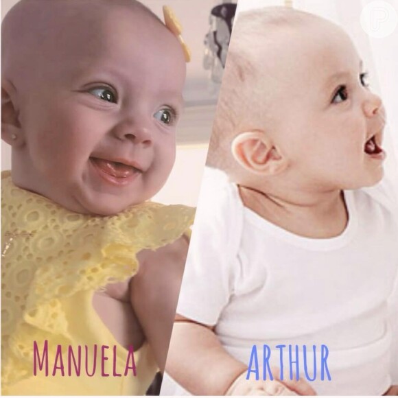 Eliana mostrou recentemente fotos de Manuela e Arthur, ambos com 7 meses nos registros