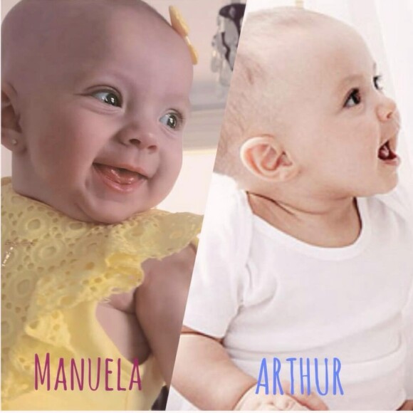 Eliana mostrou recentemente fotos de Manuela e Arthur, ambos com 7 meses nos registros