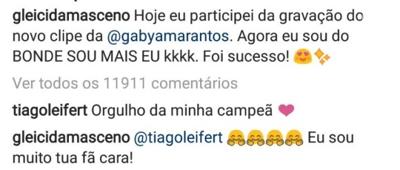 Tiago Leifert comemorou a participação de Gleici no clipe de Gaby Amarantos: 'Orgulho da minha campeã'