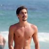 Namorado de Sasha Meneghel, Bruno Montaleone curte praia no Rio de Janeiro, em 6 de maio de 2018
