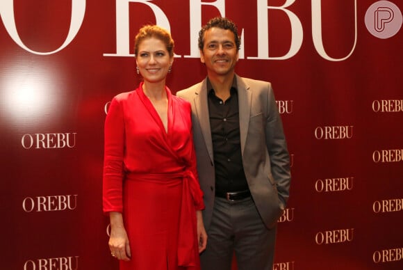 Patricia Pillar posa com Marcos Palmeira em festa de lançamento da novela 'O Rebu' no Rio