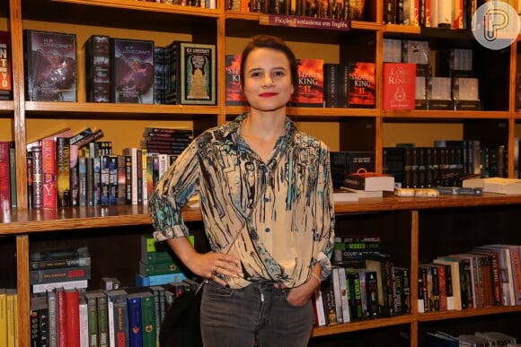 Bianca Comparato no lançamento do novo livro de Maria Ribeiro, em São Paulo, nesta quinta-feira, 10 de maio de 2018