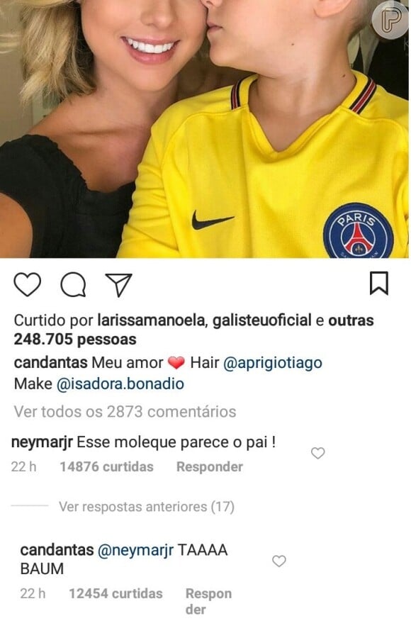 Carol Dantas e Neymar comentam em foto da influencer com o filho