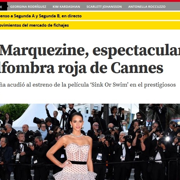 'Bruna Marquezine espetacular no tapete vermelho de Cannes', disse o 'Mundo Esportivo'. Site afirmou ainda que a atriz foi o centro das atenções