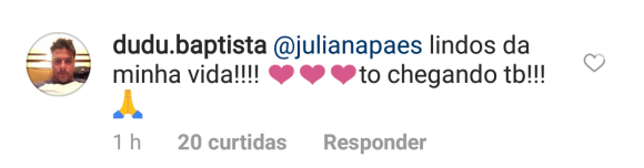 Marido de Juliana Paes comentou foto da atriz nesta sexta-feira, 18 de maio de 2018