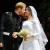 Depois do casamento, Meghan Markle e o príncipe Harry dão primeiro beijo como marido e mulher, neste sábado, 19 de maio de 2018