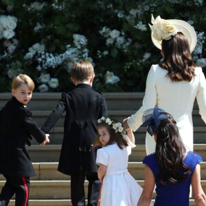 Príncipes George e Charlotte foram pajem e dama de honra no casamento de Meghan Markle e do príncipe Harry