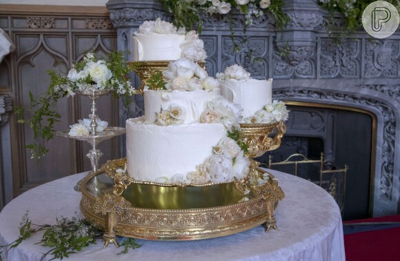 Detalhe do bolo de casamento de Meghan Markle e do príncipe Harry