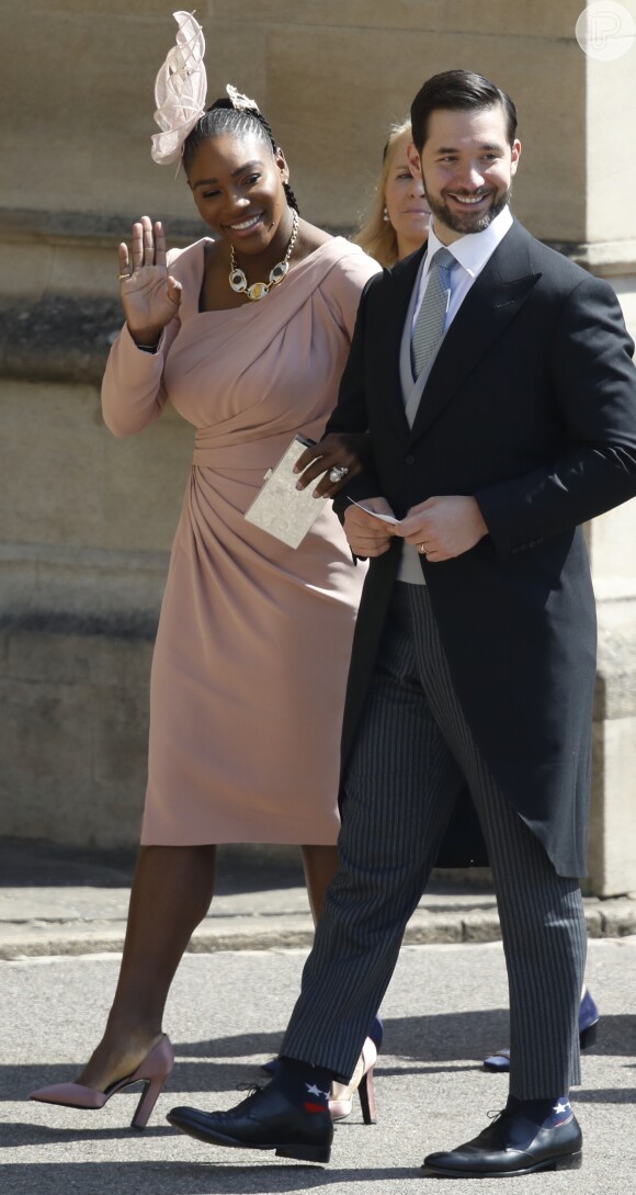 Serena Williams foi acompanhada do marido, Alexis Ohanian, no casamento do príncipe Harry com Meghan Markle, neste sábado, 19 de maio de 2018