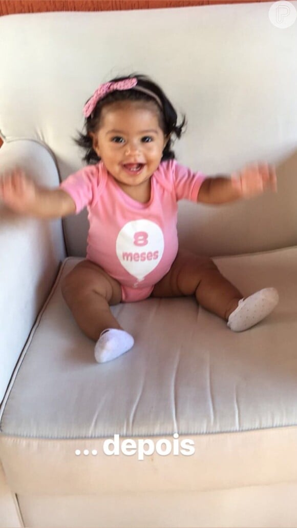 Juliana Alves comemorou 8 meses da filha, Yolanda, na segunda-feira, 21 de maio de 2018