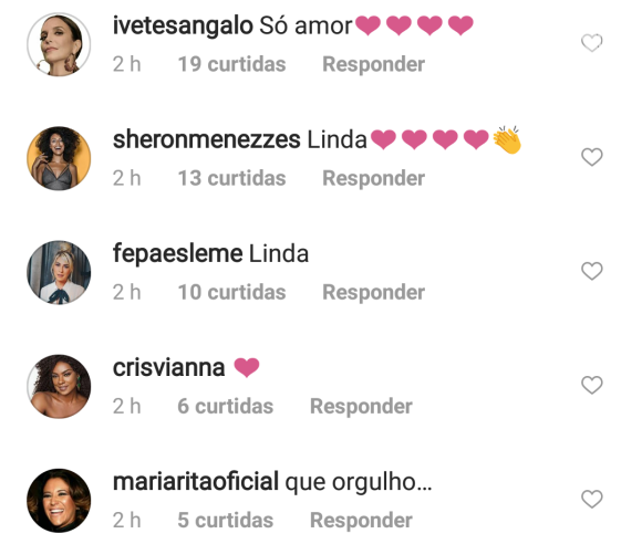 Famosos comentaram foto da filha de Leandra Leal no Instagram nesta sexta-feira, 25 de maio de 2018