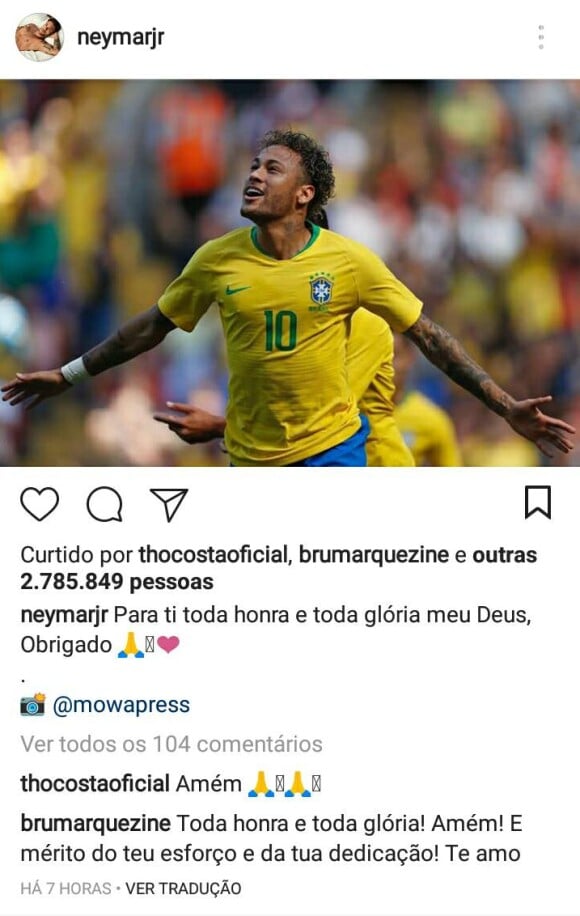 Bruna Marquezine declara-se a Neymar em foto de jogo