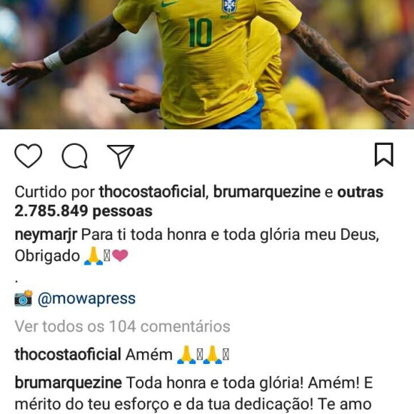 Bruna Marquezine declara-se a Neymar em foto de jogo