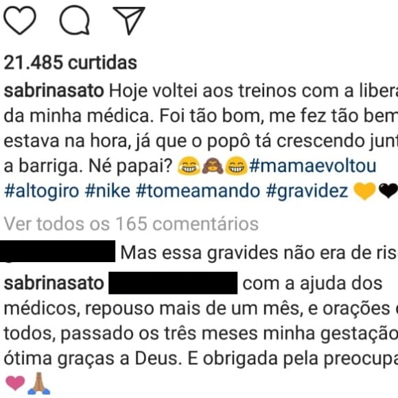 Sabrina Sato tranquilizou os fãs e garantiu que a 'gestação está ótima'