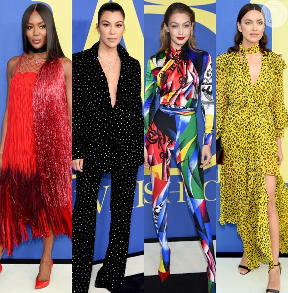 Naomi Campbell, Kourtney Kardashian, Gigi Hadid e Irina Shayk chamaram atenção com suas produções no CFDA (Council of Fashion Designers of America) Awards 2018. Veja os looks das famosas no evento!