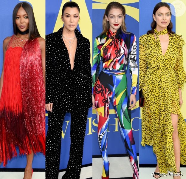 Naomi Campbell, Kourtney Kardashian, Gigi Hadid e Irina Shayk chamaram atenção com suas produções no CFDA (Council of Fashion Designers of America) Awards 2018. Veja os looks das famosas no evento!