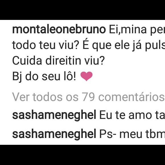 Sasha Meneghel respondeu a declaração de Bruno Montaleone no Dia dos Namorados